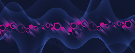 Geometric hexagon abstract background with simple polygonal elements. Medical, business, technology or science design.のイラスト素材