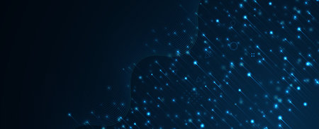 Abstract Technology Digital Circles of Particles. Futuristic Background. Big Data Visualization. Cyber Concept. Vector Art.のイラスト素材