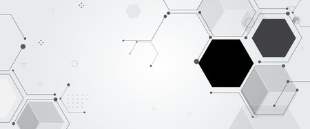 Geometric hexagon abstract background with simple polygonal elements. Medical, business, technology or science design.のイラスト素材