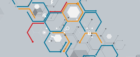 Geometric hexagon abstract background with simple polygonal elements. Medical, business, technology...