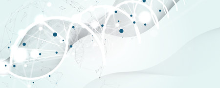 Abstract DNA technology. Science medical concept. Futuristic background.  Wireframe molecules structureのイラスト素材
