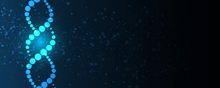 Abstract DNA technology. Science medical concept. Futuristic background.  Wireframe molecules structureのイラスト素材