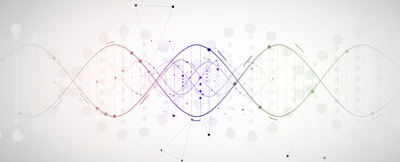Abstract DNA technology. Science medical concept. Futuristic background.  Wireframe molecules structureのイラスト素材