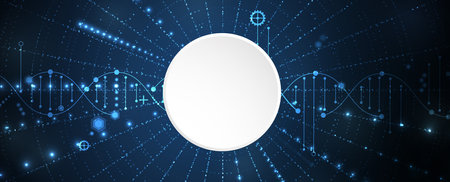 Abstract DNA technology. Science medical concept. Futuristic background.  Wireframe molecules structureのイラスト素材