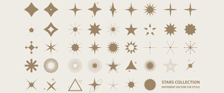 Set of different stars and flash icons in y2k vector styleのイラスト素材
