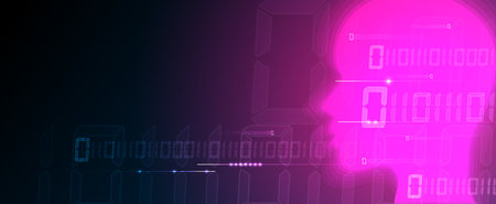 Abstract Artificial intelligence. Cloud computing. Machine learning. Technology web background. Virtual concept futuristic backgroundのイラスト素材