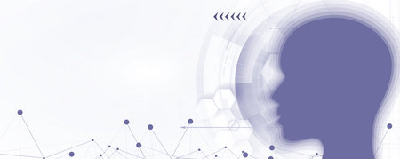 Abstract Artificial intelligence. Cloud computing. Machine learning. Technology web background. Virtual concept futuristic backgroundのイラスト素材