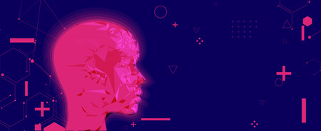 Abstract Artificial intelligence. Cloud computing. Machine learning. Technology web background. Virtual concept futuristic backgroundのイラスト素材