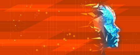 Abstract Artificial intelligence. Cloud computing. Machine learning. Technology web background. Virtual concept futuristic backgroundのイラスト素材