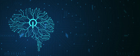 Machine learning in concept of world metaverse big data or cyber security technology background. Vector handmade artのイラスト素材