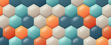 Geometric hexagon abstract background with simple polygonal elements. Medical, business, technology or science design.のイラスト素材