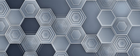 Geometric hexagon abstract background with simple polygonal elements. Medical, business, technology or science design.のイラスト素材