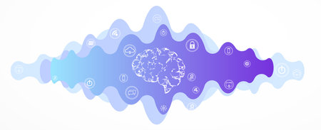 Machine learning in concept of world mind metaverse big data or cyber security technology backgroundのイラスト素材