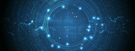 Abstract cloud technology background. Futuristic network computingのイラスト素材