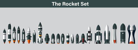 Collection of modern rocket space launch vehiclesのイラスト素材