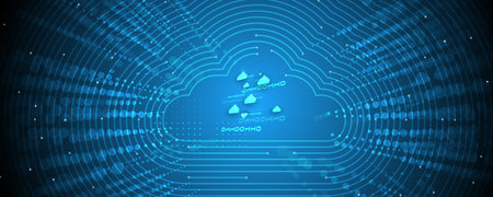 Abstract cloud technology background. Futuristic network computingのイラスト素材