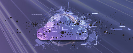 Abstract cloud technology background. Futuristic network computing