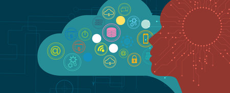 Abstract cloud technology background. Futuristic network computingのイラスト素材