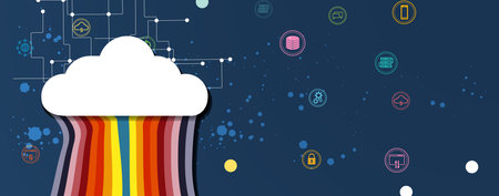 Abstract cloud technology background. Futuristic network computingのイラスト素材