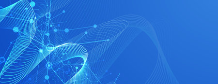 Business abstract global communication web banner, lines connected with dots designのイラスト素材