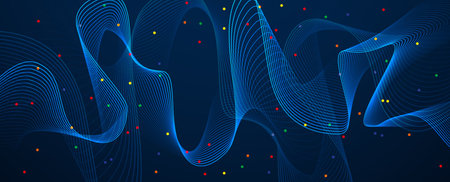 Business abstract global communication web banner, lines connected with dots designのイラスト素材