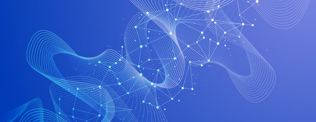 Business abstract global communication web banner, lines connected with dots designのイラスト素材
