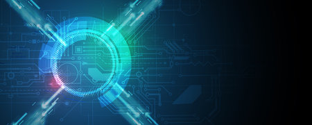 Futuristic high technology abstract circuit board backgroundのイラスト素材