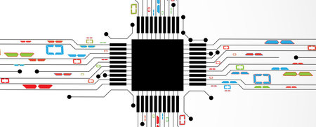 Futuristic high technology abstract circuit board backgroundのイラスト素材