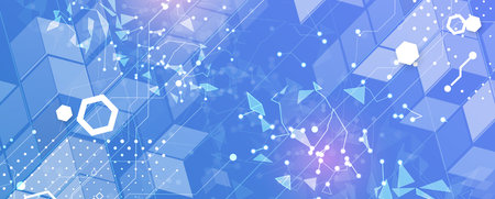 Business abstract global communication web banner, lines connected with dots design