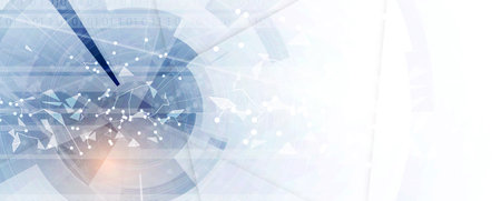 Business abstract global communication web banner, lines connected with dots design