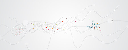 Business abstract global communication web banner, lines connected with dots design big data analysisのイラスト素材