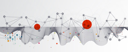Business abstract global communication web banner, lines connected with dots design