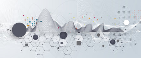 Business abstract global communication web banner, lines connected with dots design