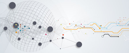Business abstract global communication web banner, lines connected with dots designのイラスト素材
