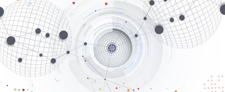 Business abstract global communication web banner, lines connected with dots designのイラスト素材