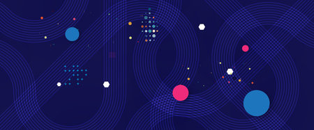 Business abstract global communication web banner, lines connected with dots design