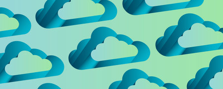 Abstract cloud retro technology background. Futuristic network computing