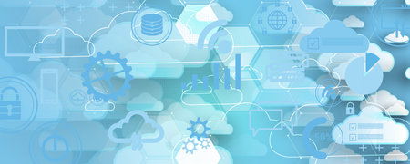 Abstract cloud technology background. Futuristic network computing