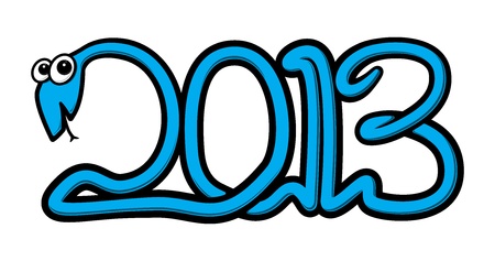Curly water snake in the shape of the new year 2013 numbersのイラスト素材
