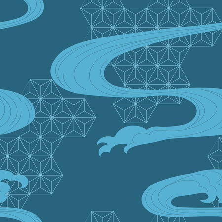 Japanese pattern. Traditional waves. Illustration of waves with elements of an abstraction pattern. Design for prints, fabric, poster and wallpaper. Vector illustratin.のイラスト素材
