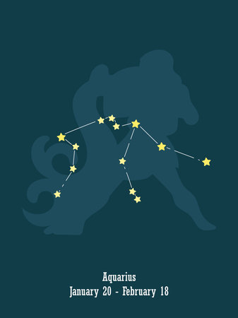 Aquarius. Zodiac sign design. Zodiac design with star grid. Abstract Aquarius design. Vector graphic illustrations of horoscope signs. Zodiac signs. Constellations of the zodiac signs.のイラスト素材