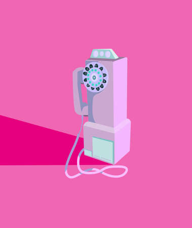 Retro phone design in bright neon colors. Illustration vector doodle hand drawn of retro-styled. Template for card, poster, banner, label, print for t-shirt.のイラスト素材