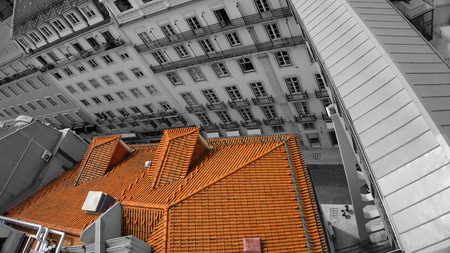 View to the red roof in Lisbonの写真素材