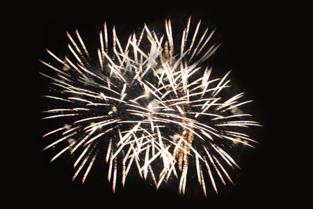 Fireworks. Firework. Heavenly background. Amazing flash of brilliant yellow lights in the night sky...