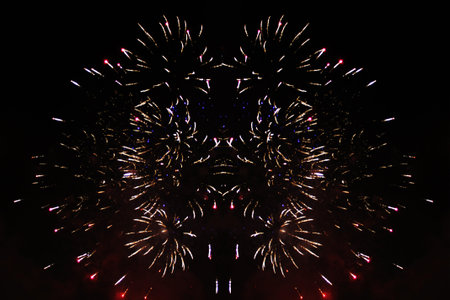 Fabulous radiance of bright yellow firework lights. during Halloween, Christmas, Independence Day,...