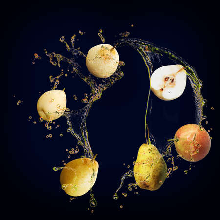 Juicy delicious pear with bursts of juice great dessertの写真素材