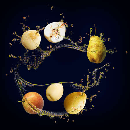 Juicy delicious pear with bursts of juice full of vitaminsの写真素材