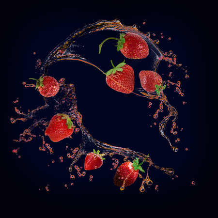 Juicy delicious strawberries with bursts of juice full of vitaminsの写真素材