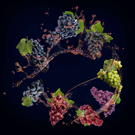 Juicy tasty grapes with splashes of juiceの写真素材