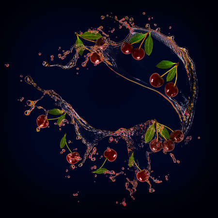 Juicy tasty cherry with bursts of juice full of vitaminsの写真素材